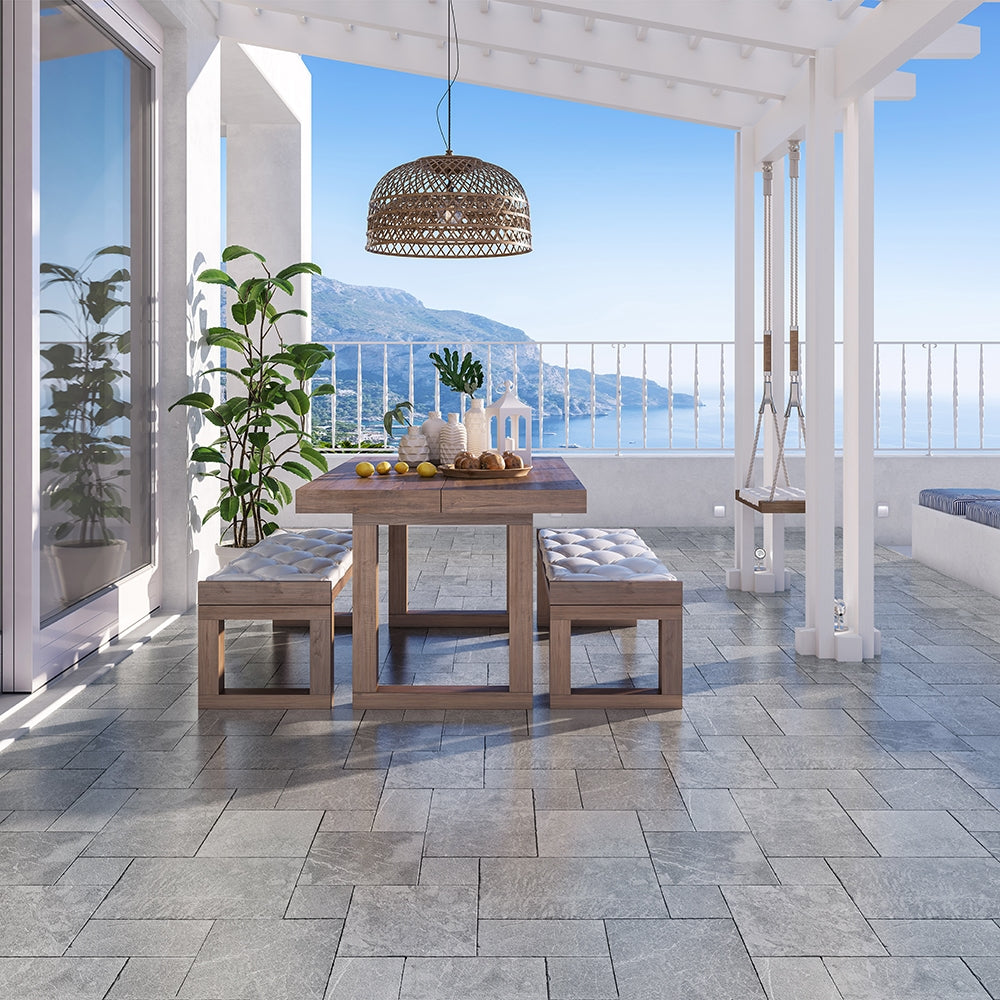 Iris Black Textura Marble Pavers Versailles Pattern (TL18888)