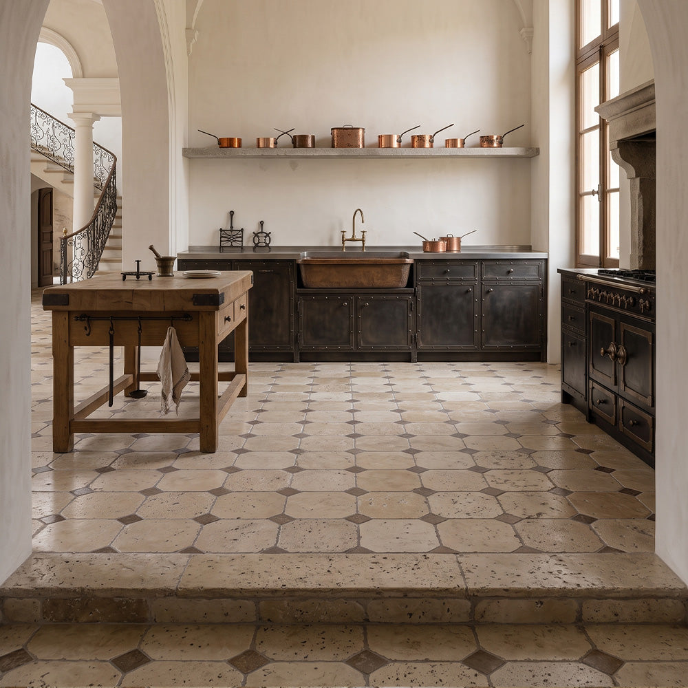 Ivory, Walnut Tumbled Travertine Tiles 16×16 (TL21024)