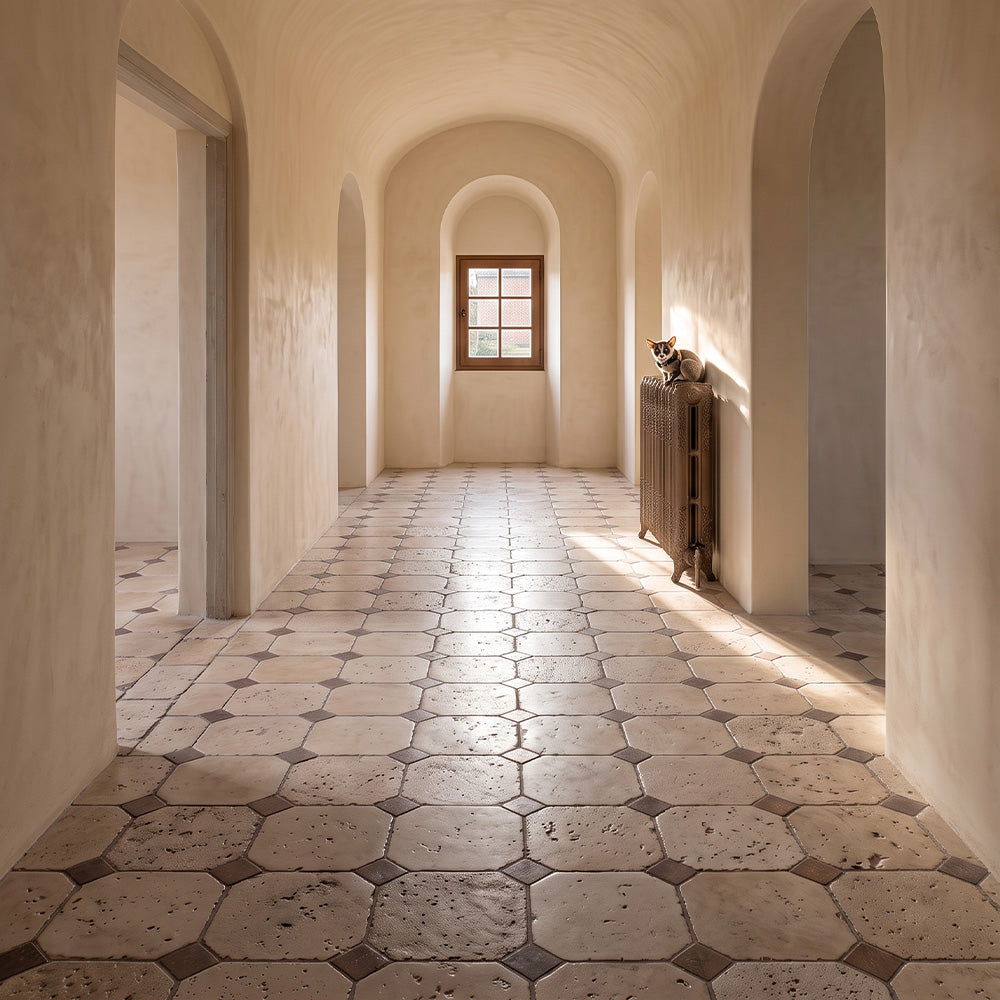 Ivory, Walnut Tumbled Travertine Tiles 16×16 (TL21024)