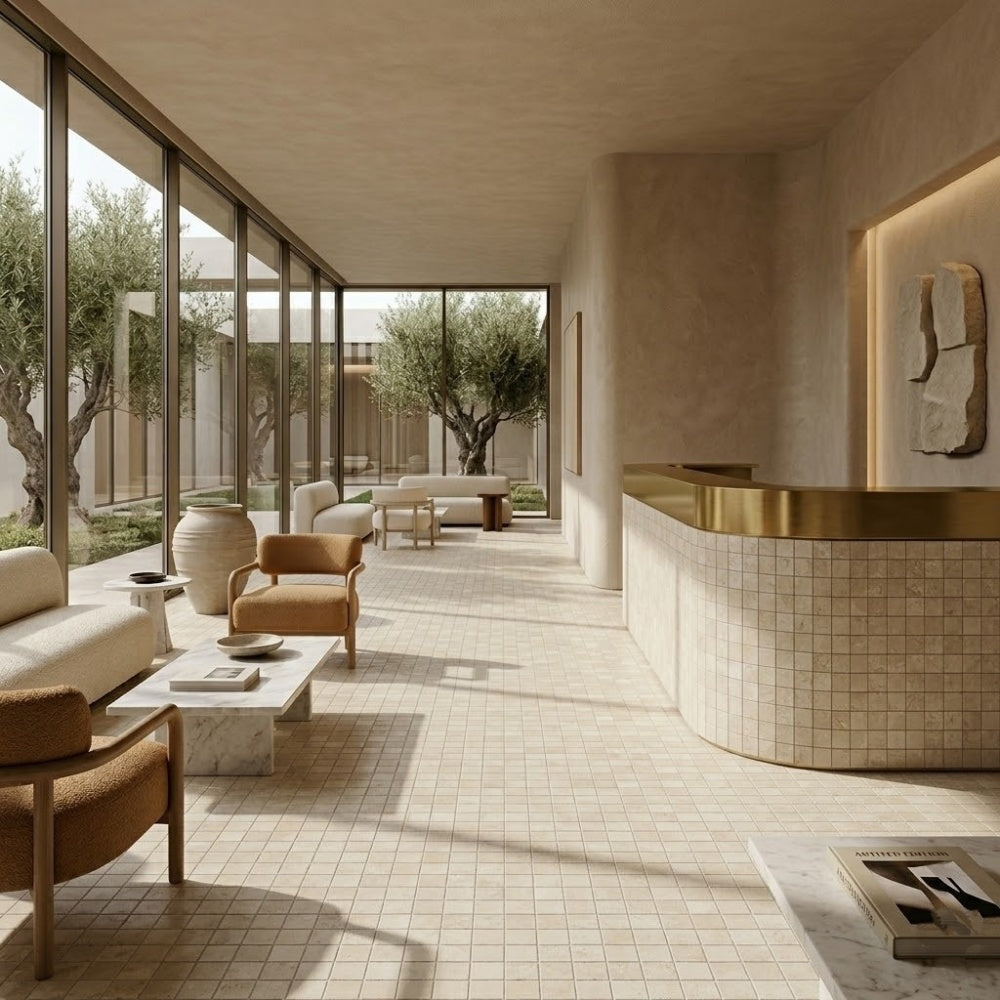 Ivory Honed Travertine Tiles 4Γ4 (TL11604)