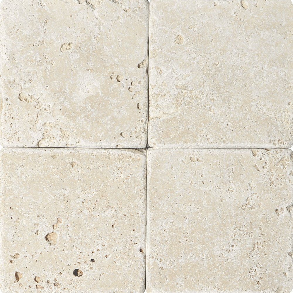 Marble Systems Ivory Travertine Ivory rugged travertine tile pattern swatch — available at Surface Group