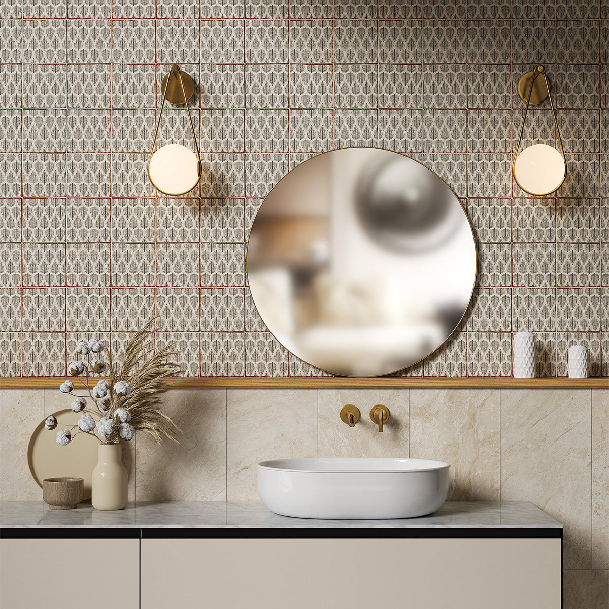Wreath Matte Terracotta Tile 6×6 (TL80898)