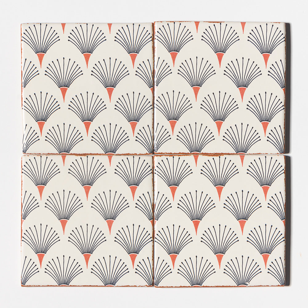 Marble Systems Laurel Terracotta Beige, Black, Orange matte terracotta tile pattern swatch — available at Surface Group