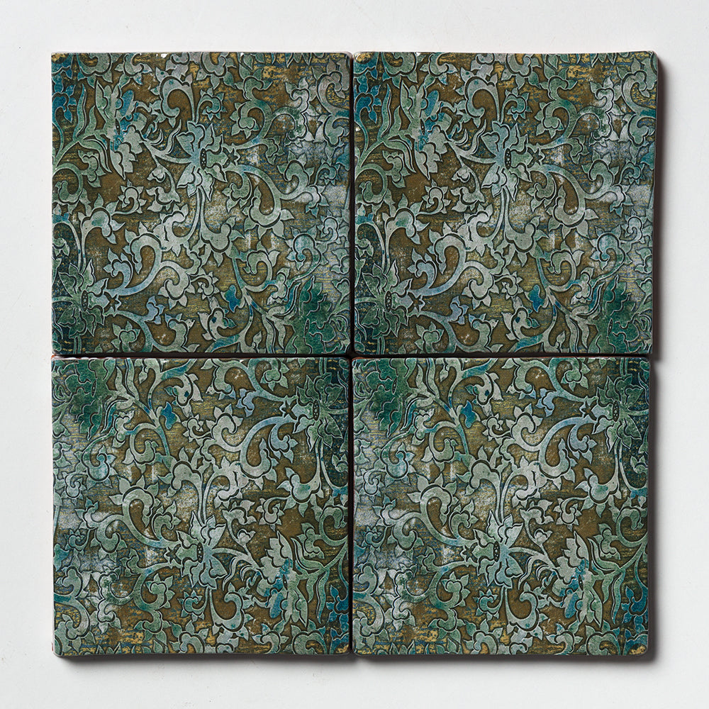 Marble Systems Majesty Terracotta Dame glossy terracotta tile pattern swatch — available at Surface Group