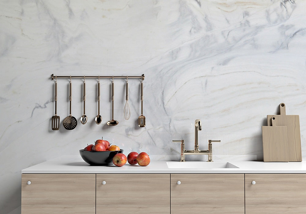 Bianco Lasa Vena Polished Marble Slab Random 1 1/4 (SL90538)