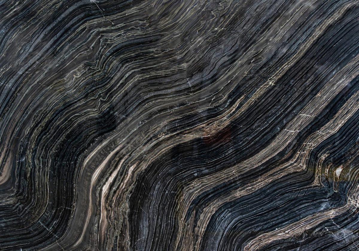 Silver Brown Wave Polished Marble Slab Random