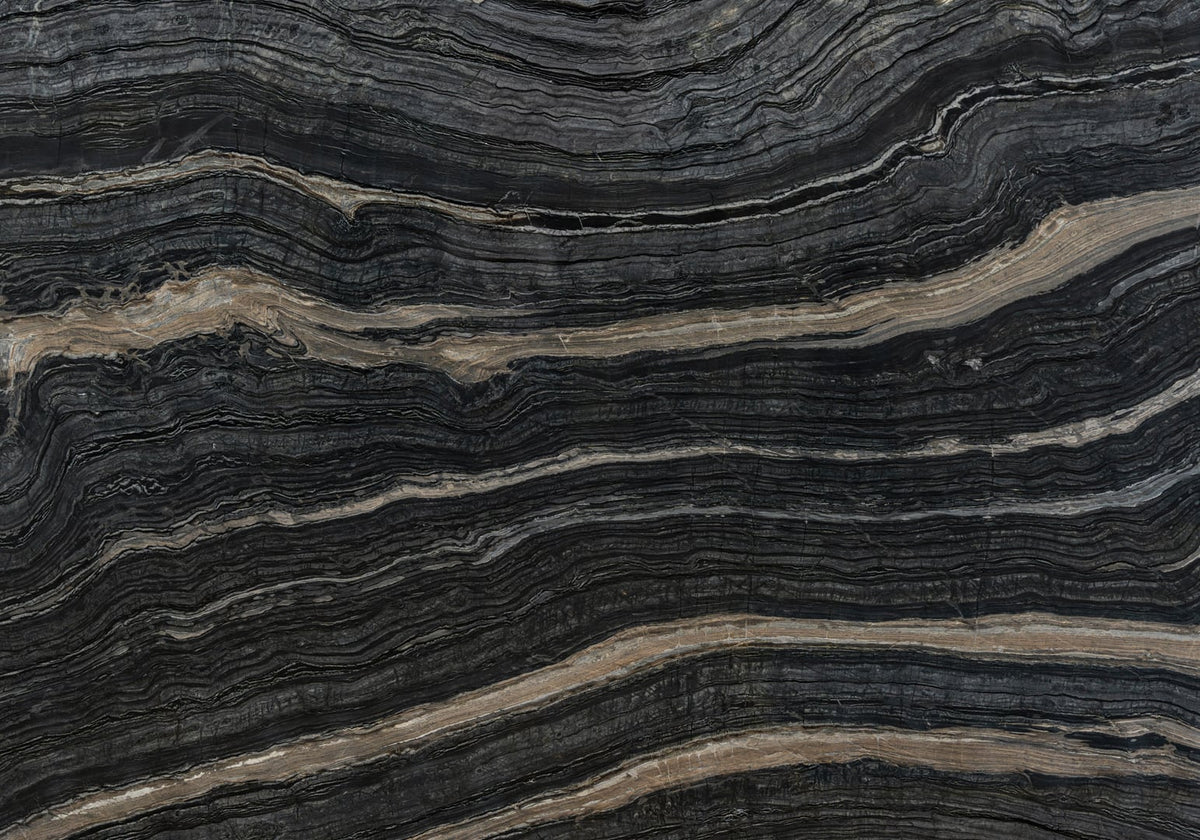 Silver Brown Wave Polished Marble Slab Random