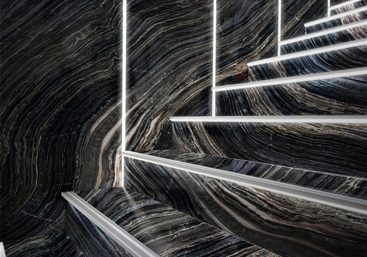 Silver Brown Wave Polished Marble Slab Random (SL91177)