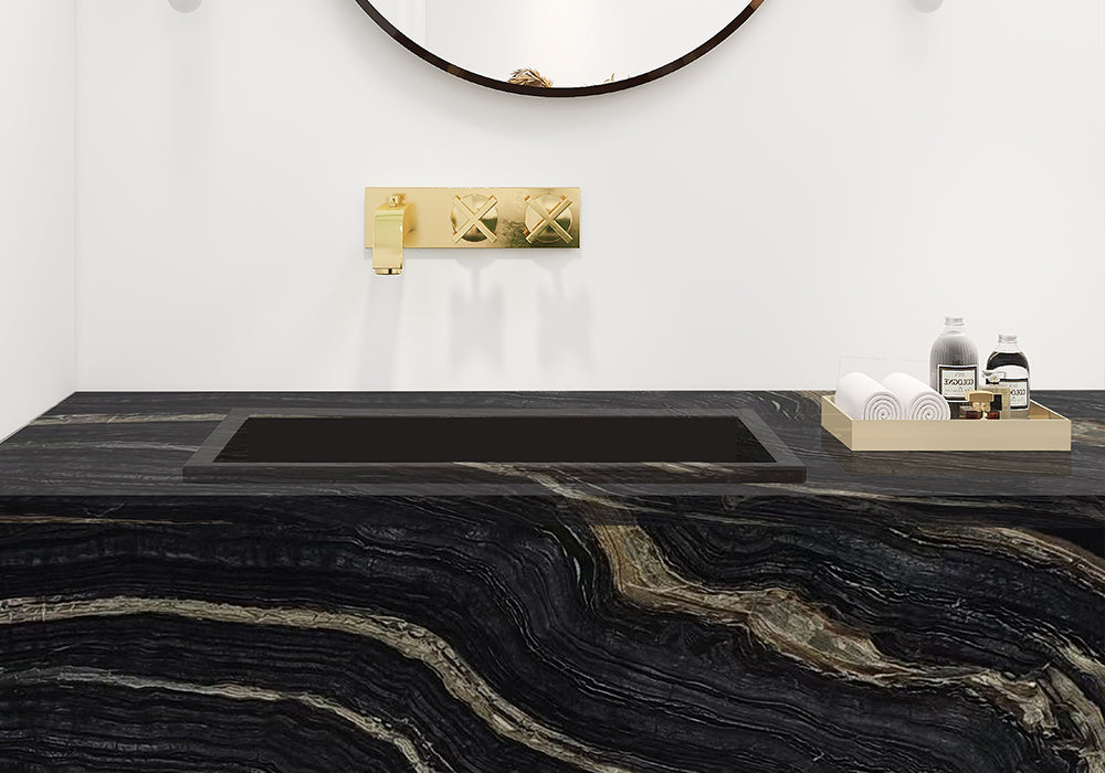 Silver Brown Wave Polished Marble Slab (SL90907)