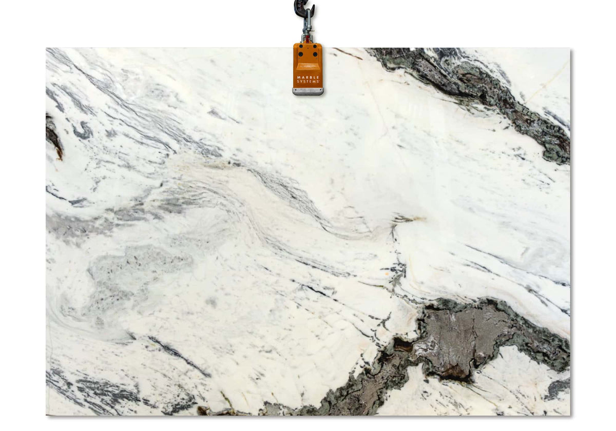 White Steel Polished Marble Slab Random