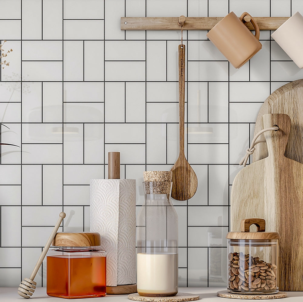 White Glossy Crosshatch Ceramic Mosaic 12Γ12 (WVT00104)