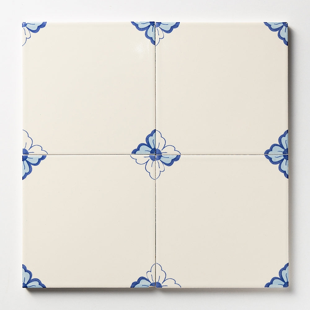 Marble Systems Miradouro Classic Ceramic Blue, White satin ceramic tile pattern swatch β available at Surface Group