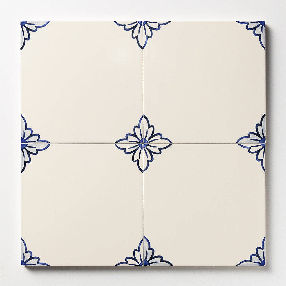 Marble Systems Miradouro Classic Ceramic Blue, White satin ceramic tile pattern swatch β available at Surface Group