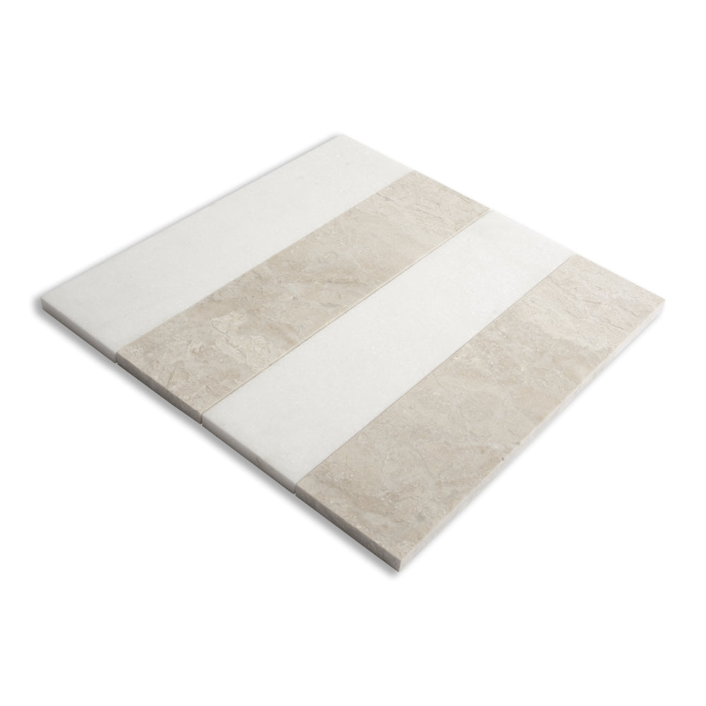 Diana Royal, Thassos Honed Mod Stripes Marble Mosaics 11 5/8Γ11 3/4 (MS90886)