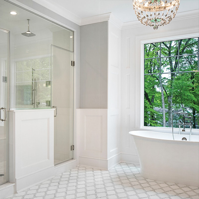 Helena White Carrara, Thassos White Multi Finish Marble Waterjet Decos 11 13/16Γ19 15/32 (XMY07003)