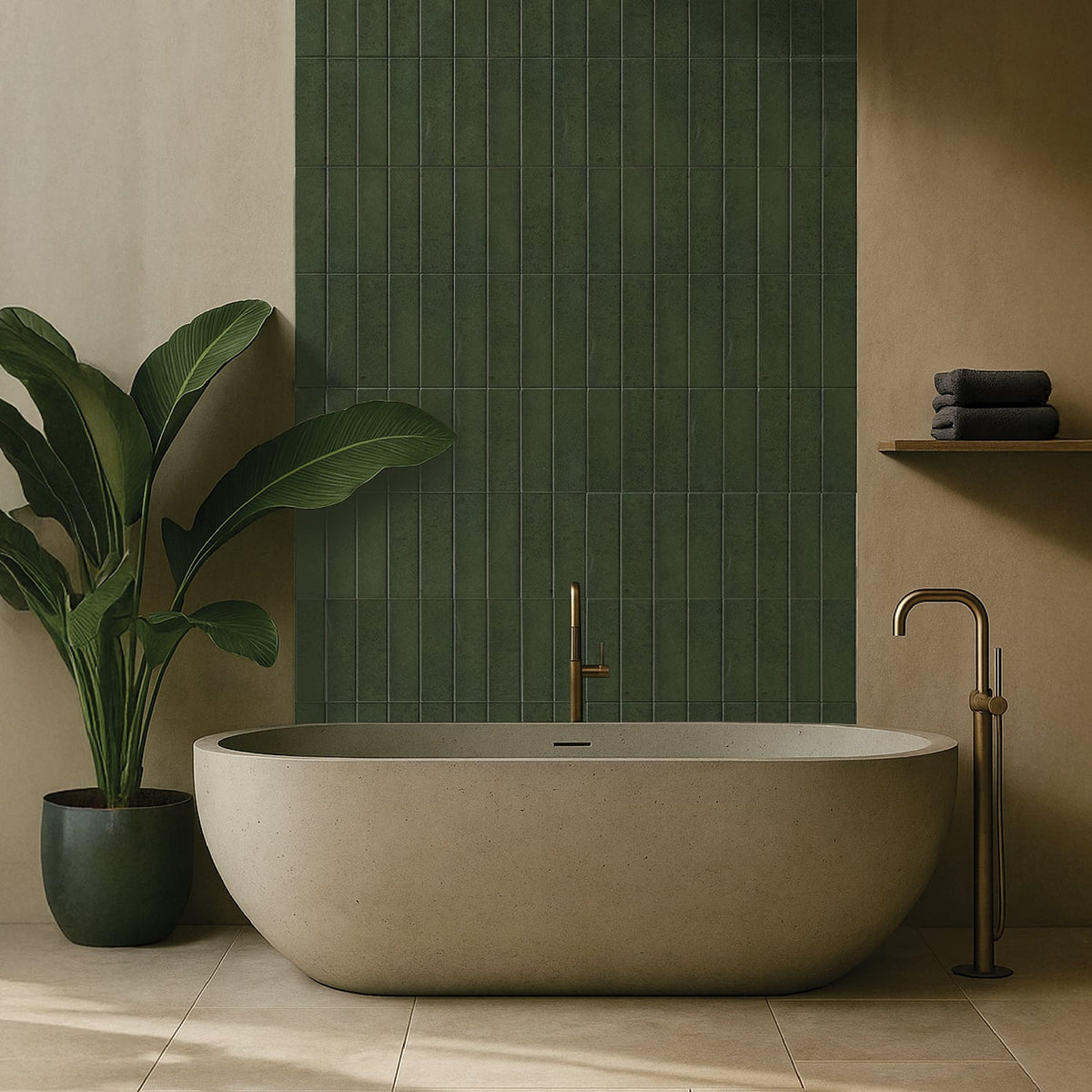 Joy Green Rustic Subway Thin Brick Tile 2 3/4×9 3/4 (TL61158)
