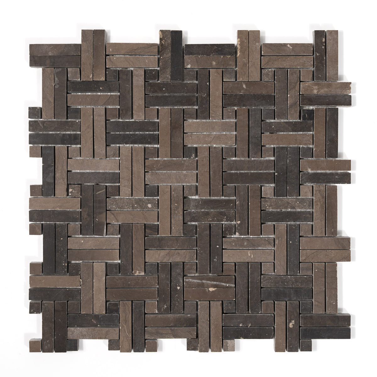 Douz Honed Diagonal Basket Weave Limestone Mosaic 13 3/16×13 3/16 Image