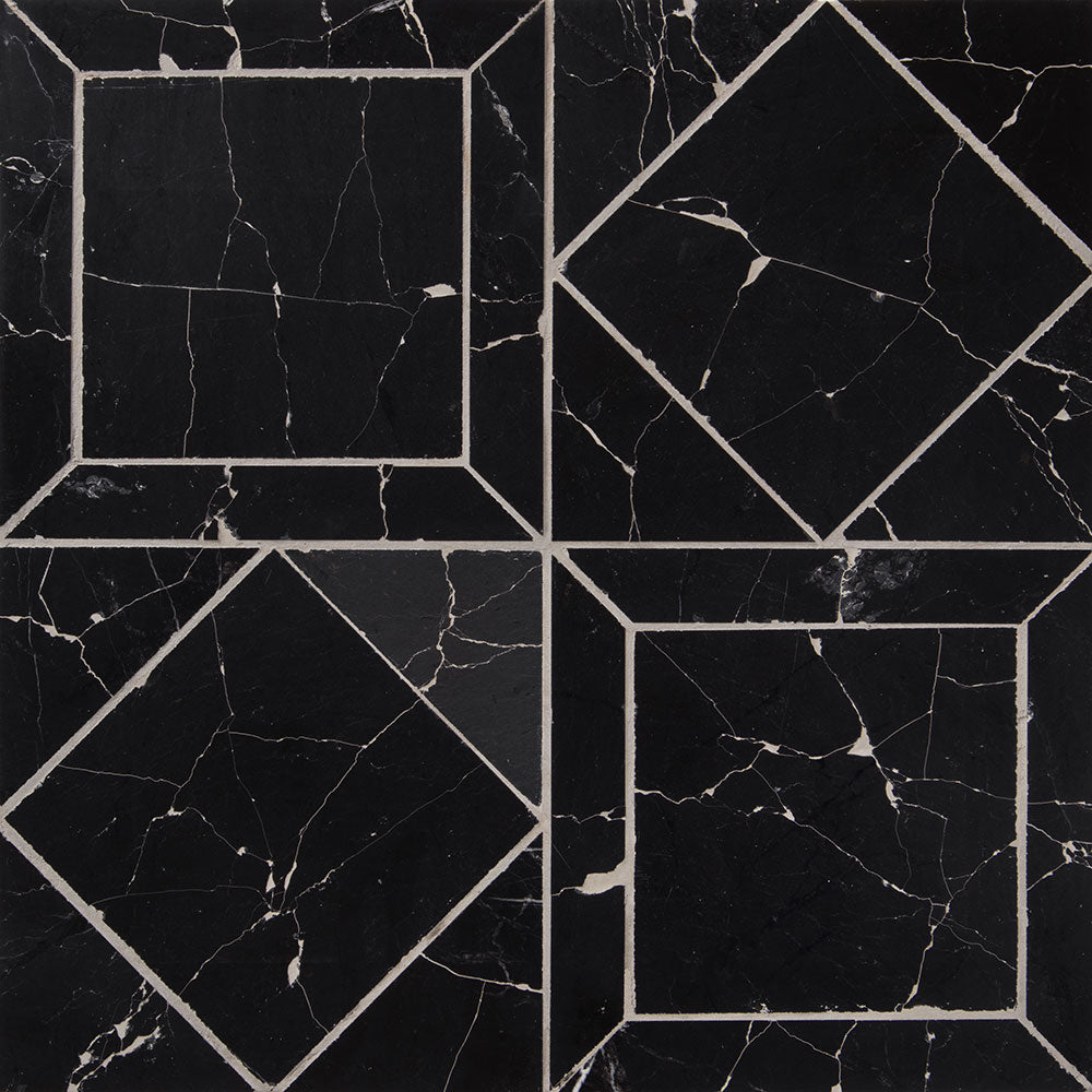 Black Honed Palazzo Marble Mosaic 12×12 Image