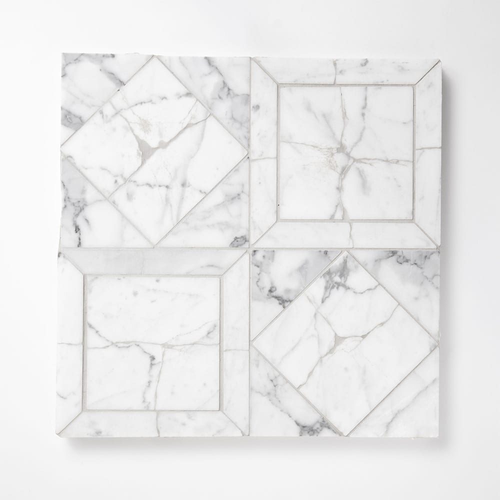 White Carrara Honed Palazzo Marble Mosaic 12×12 Image