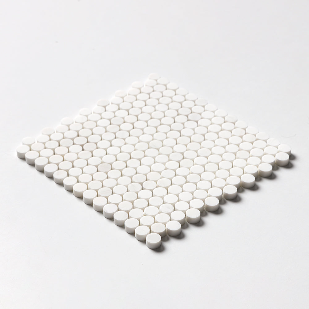 Snow White Honed Penny Round Marble Mosaics 11 1/4Γ11 3/4 (MS01915)