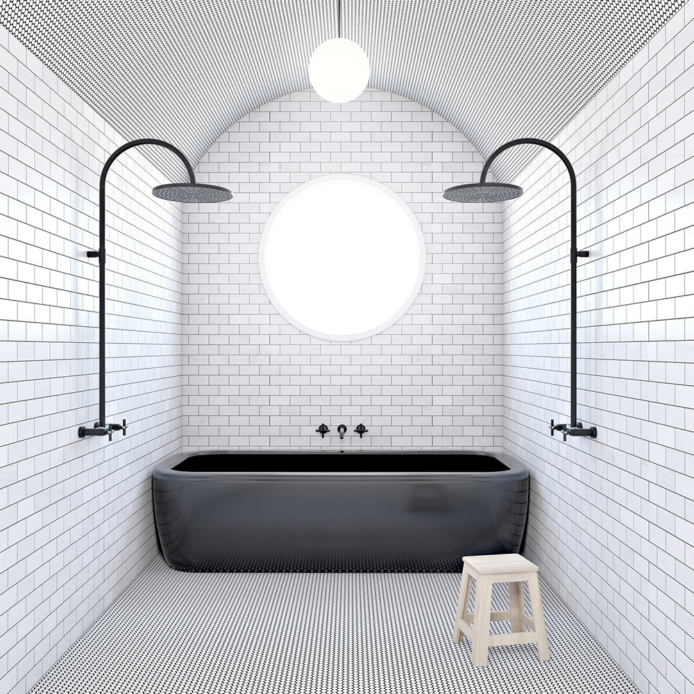 Snow White Honed Penny Round Marble Mosaic 11 1/4×11 3/4 (MS01915) Snow White Honed Marble Tile 2 3/4×5 1/2 (TL17741)