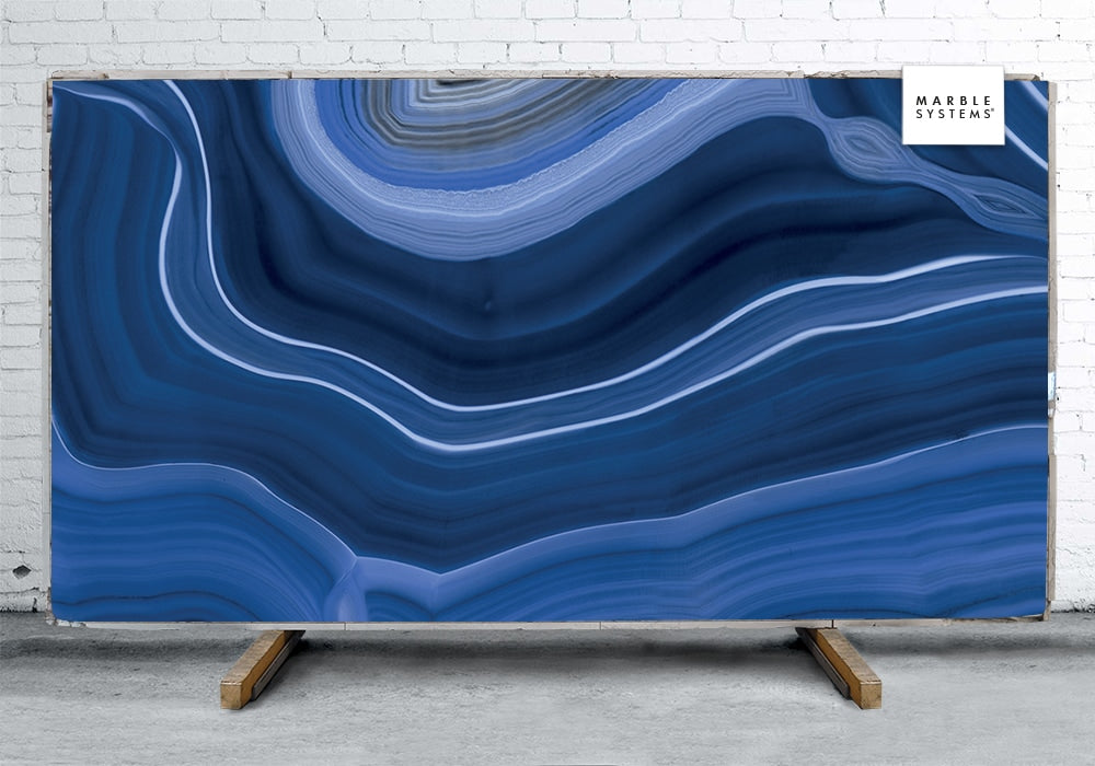 Agata Blu B Lappato Lucido Porcelain Slab 64×128 Image