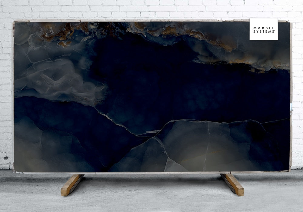 Onyx Black B Lappato Lucido Porcelain Slab 64×128 Image