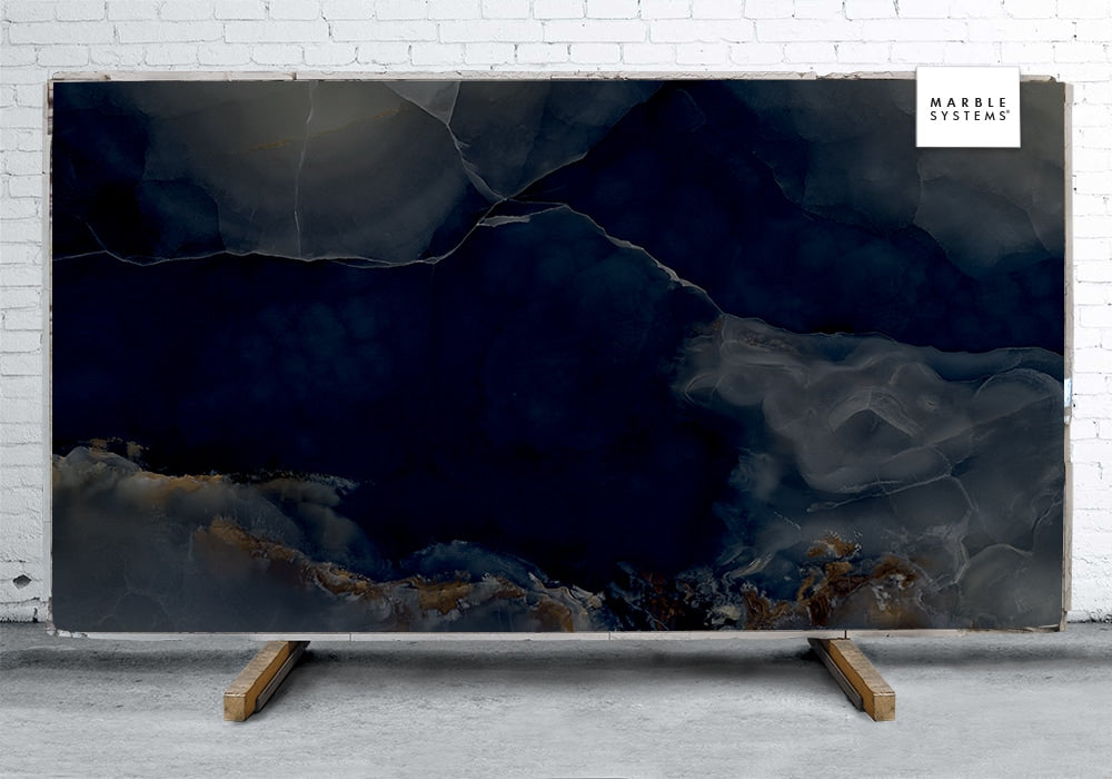 Onyx Black A Lappato Lucido Porcelain Slab 64×128 Image