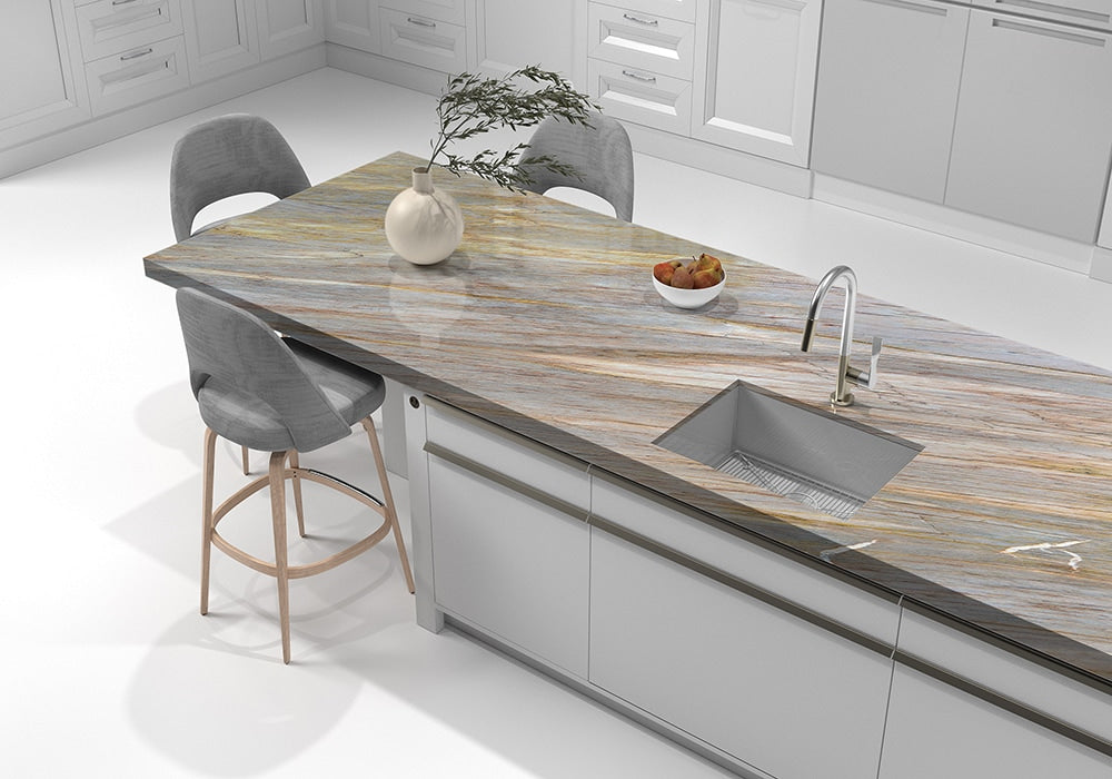 Aurora Blue Polished Quartzite Slab Random 1 1/4 (SL90596)