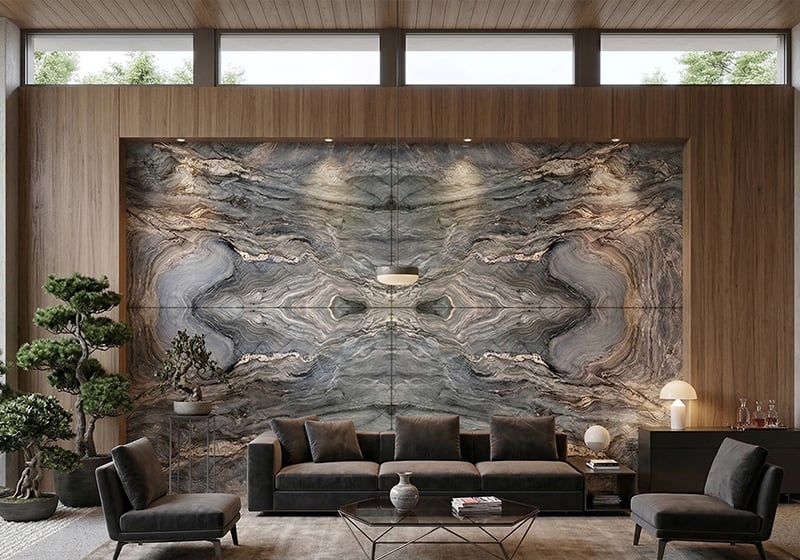 Explosion Blue Polished Quartzite Slab Random (SL91418)