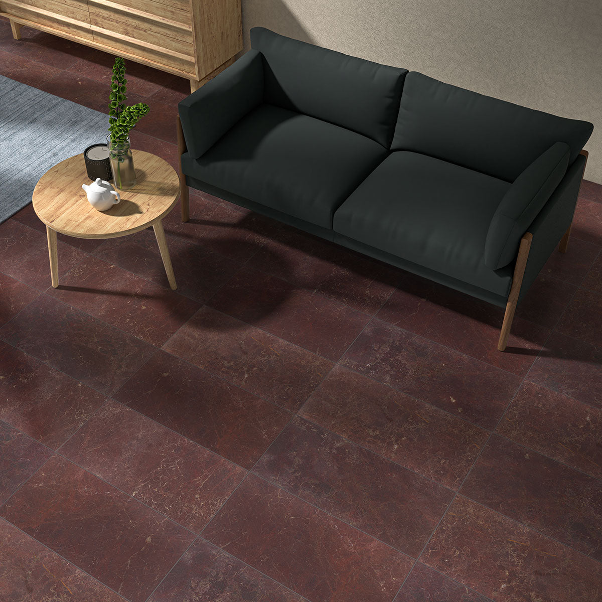 Red Bordeaux Honed Marble Tile 12×24 (TL20336)