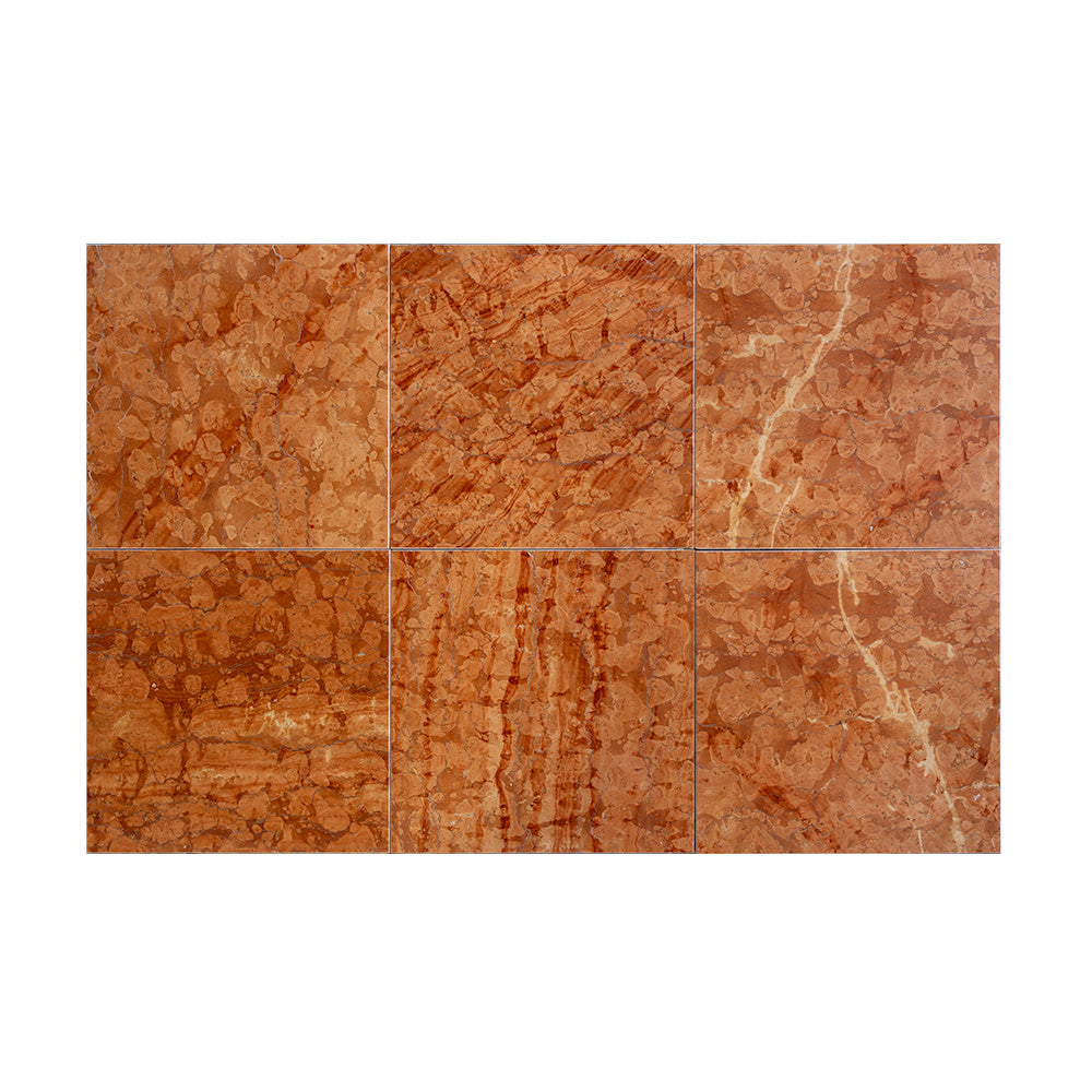 Marble Systems Natural Reflections Marble Red Verona glossy marble tile pattern swatch — available at Surface Group