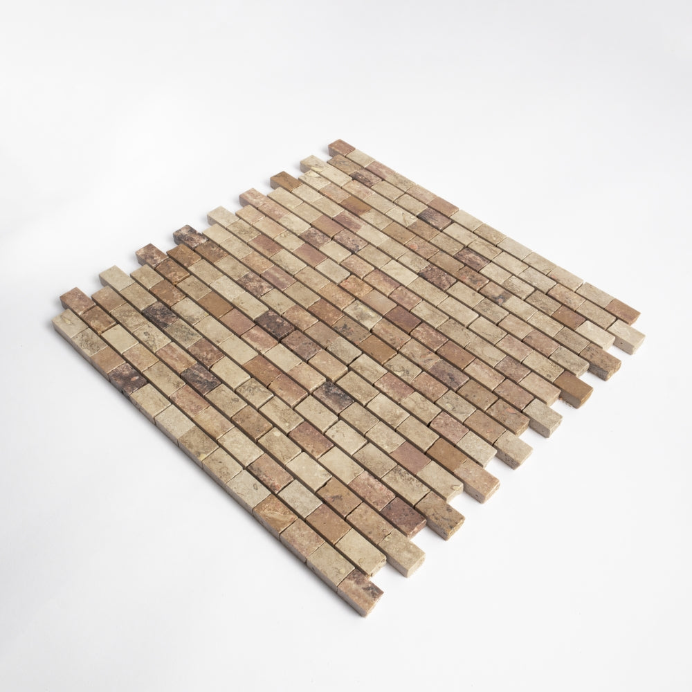 Roman Travertine, Scabas Red Travertine Honed Broken Joint Travertine Mosaics 11 3/4Γ12 (MS90927)