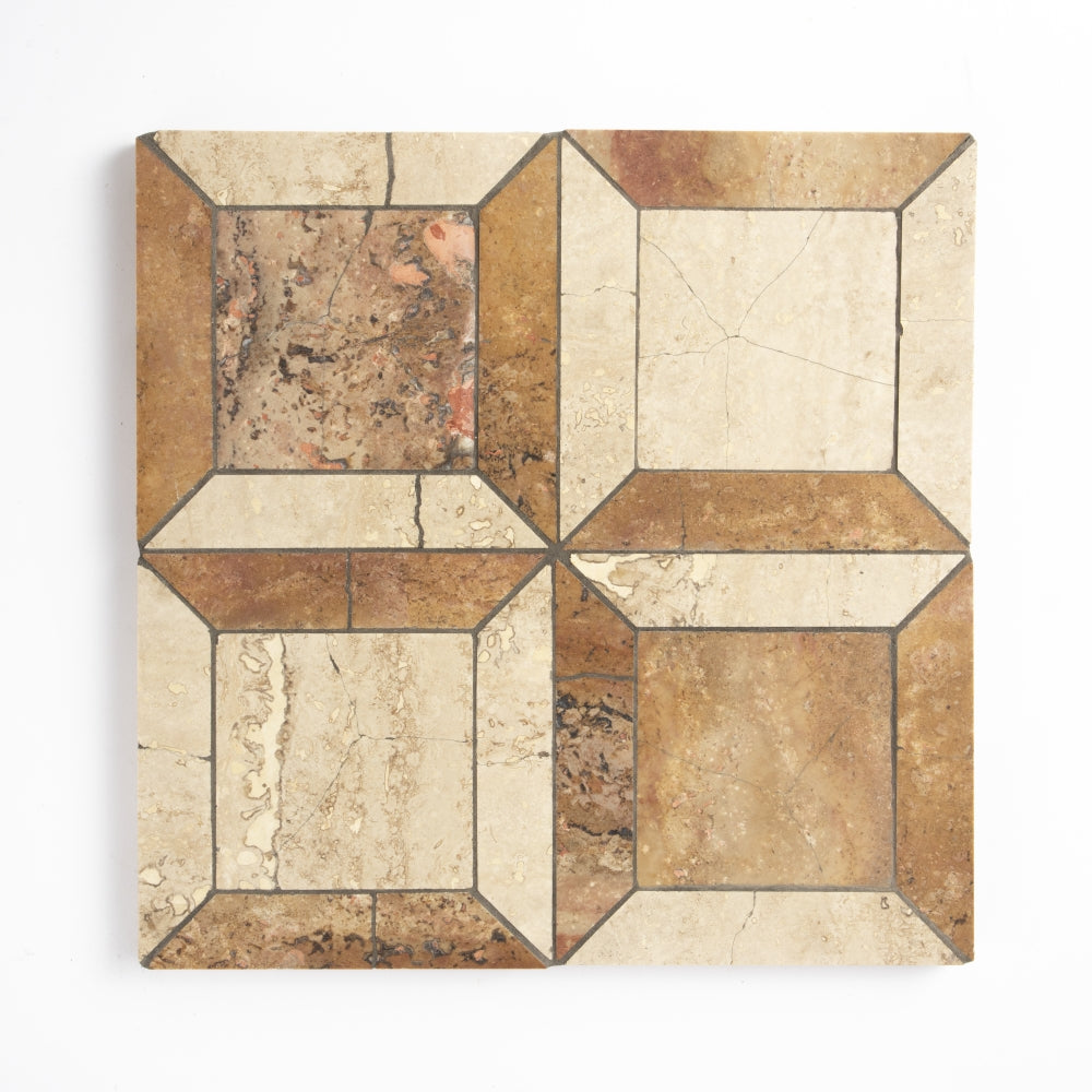 Roman Travertine, Scabas Red Travertine Honed Cassettoni Travertine Mosaics 12×12