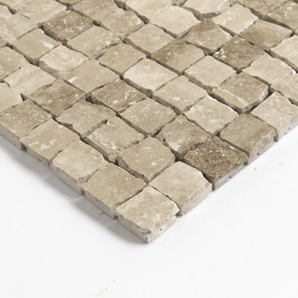 Roman Honed Hand Clipped 1×1 Travertine Mosaics 11 3/4×11 3/4 (MS90895)