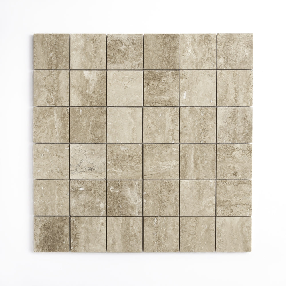 Roman Honed 2×2 Travertine Mosaics 11 13/16×11 13/16