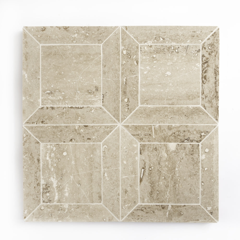 Roman Honed Cassettoni Travertine Mosaics 12×12