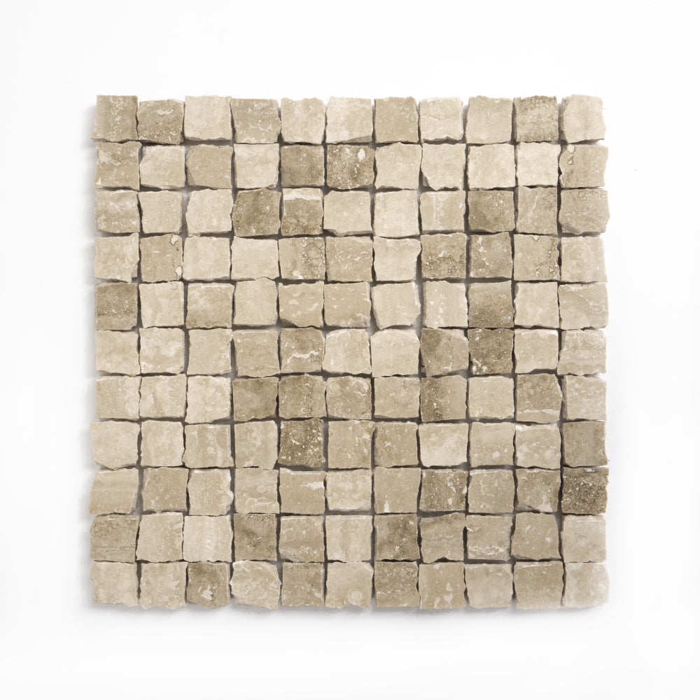 Roman Honed Hand Clipped 1×1 Travertine Mosaics 11 3/4×11 3/4