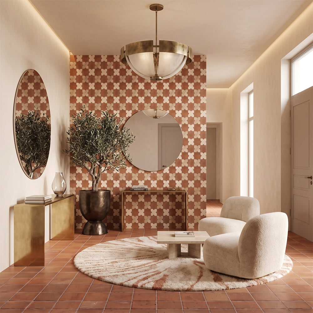 Rustic Terracotta Tile 12×12 (calibrated) (TL91365) Diana Royal, Rustic Terracotta Honed Crocelle Marble Mosaics 11 11/16x 11 11/16 (YNR90453)