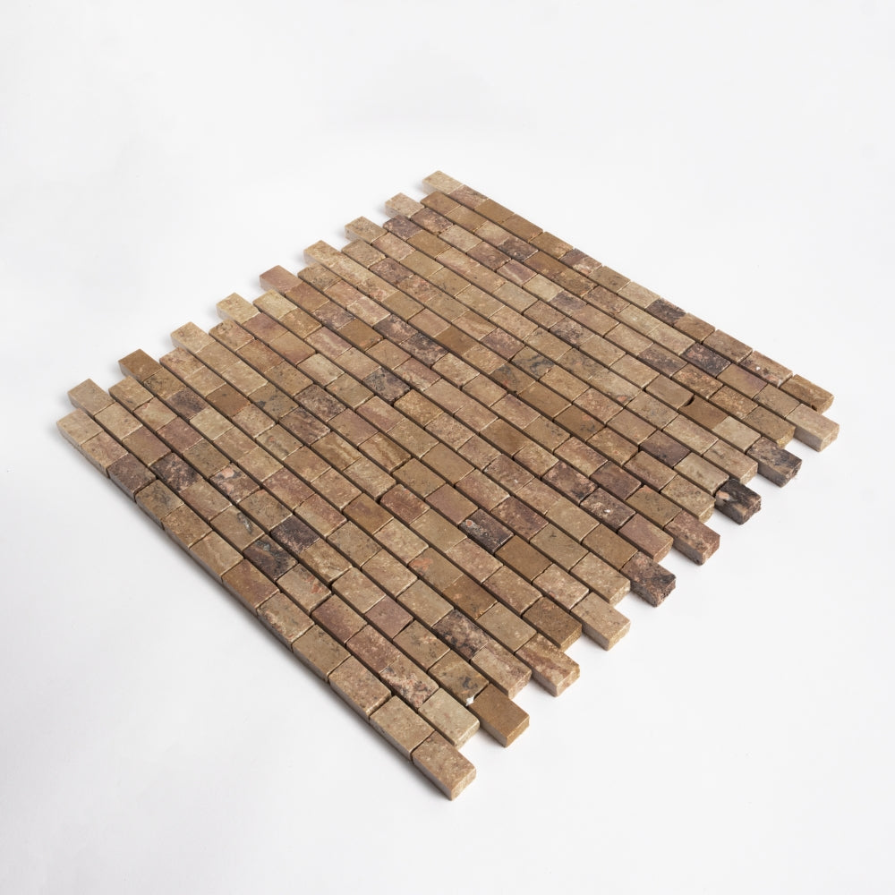 Scabas Red Honed Broken Joint 5/8Γ3/4 Travertine Mosaics 11 3/4Γ12 (MS90888)