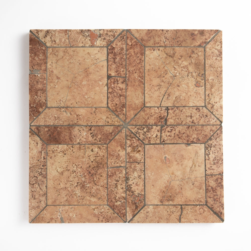 Scabas Red Honed Cassettoni Travertine Mosaics 12×12