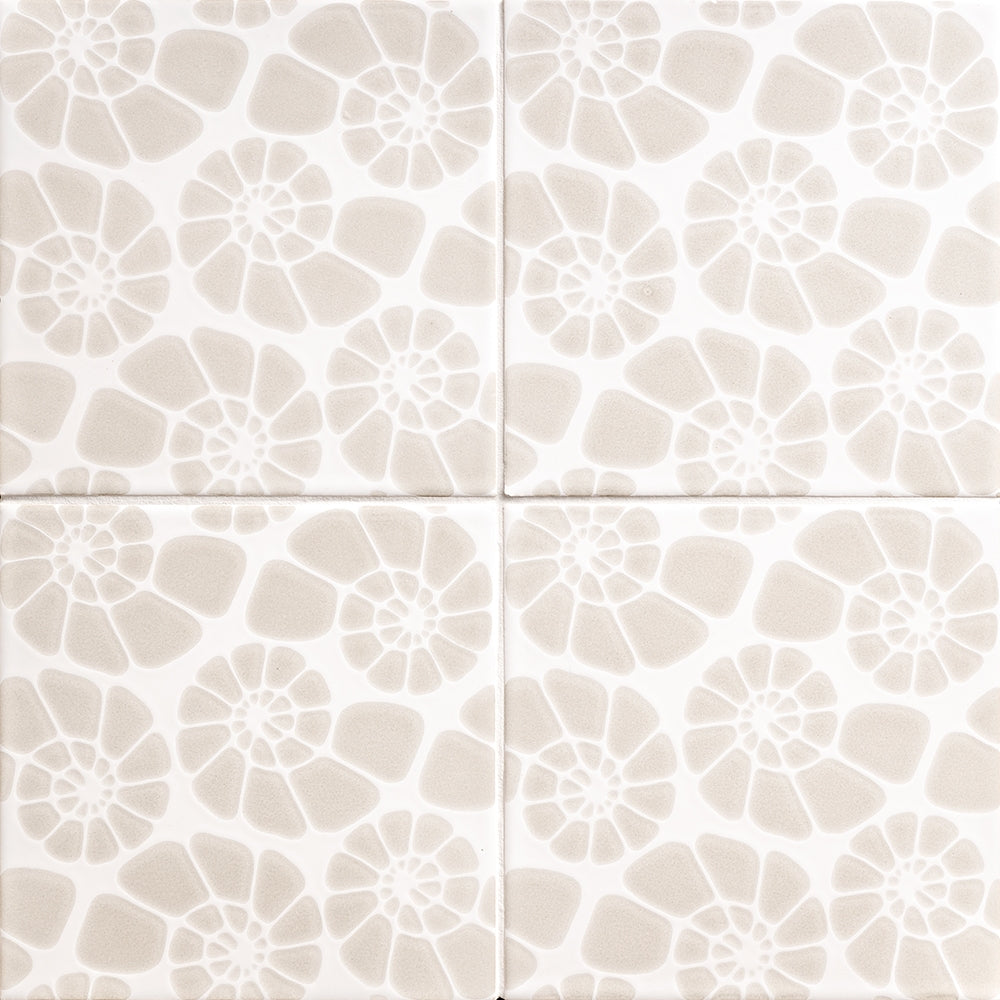 Marble Systems Seaside Ceramic Neutral Swirl glossy ceramic tile pattern swatch — available at Surface Group