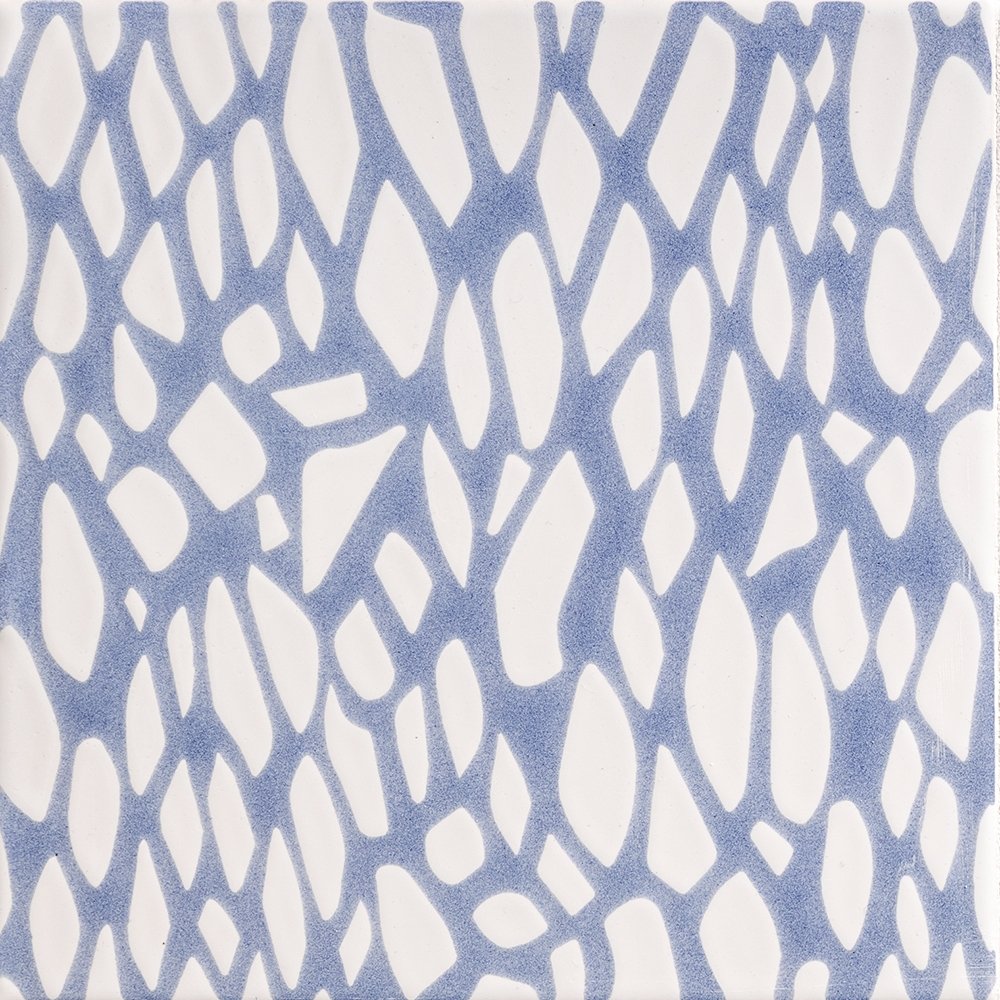 Soft Sea Blue Glossy Fishnet Galore Ceramic Tile 6×6 Image