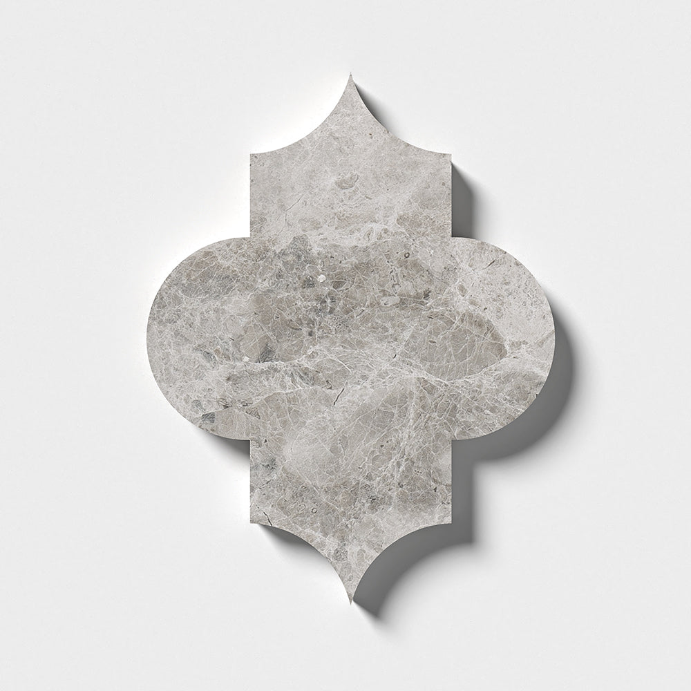 Arabesquette Silver Clouds Polished Marble Waterjet Decos 6×8 1/4 Image