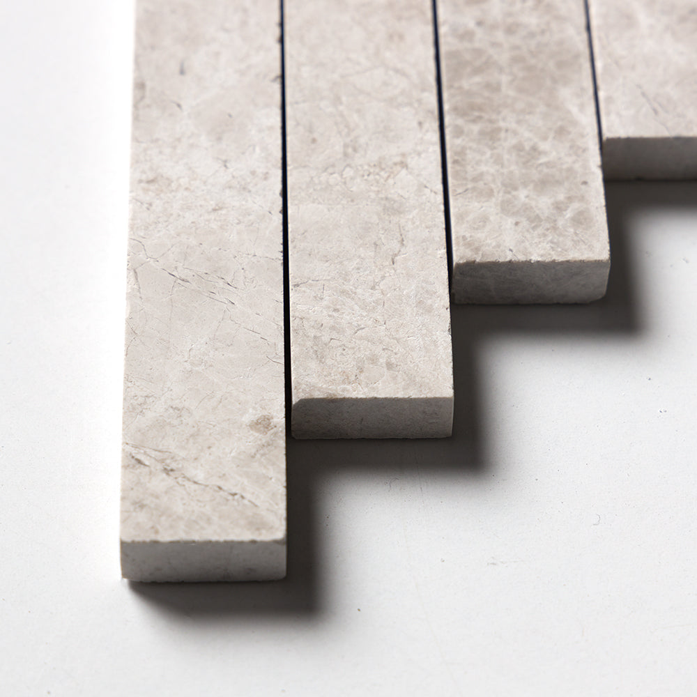 Silver Shadow Honed Large Herringbone Marble Mosaics 12 7/8×9 11/32 (MS01507)