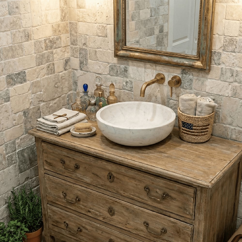 Avalon Honed Vessel Marble Sink 18×6 (SN00255)
