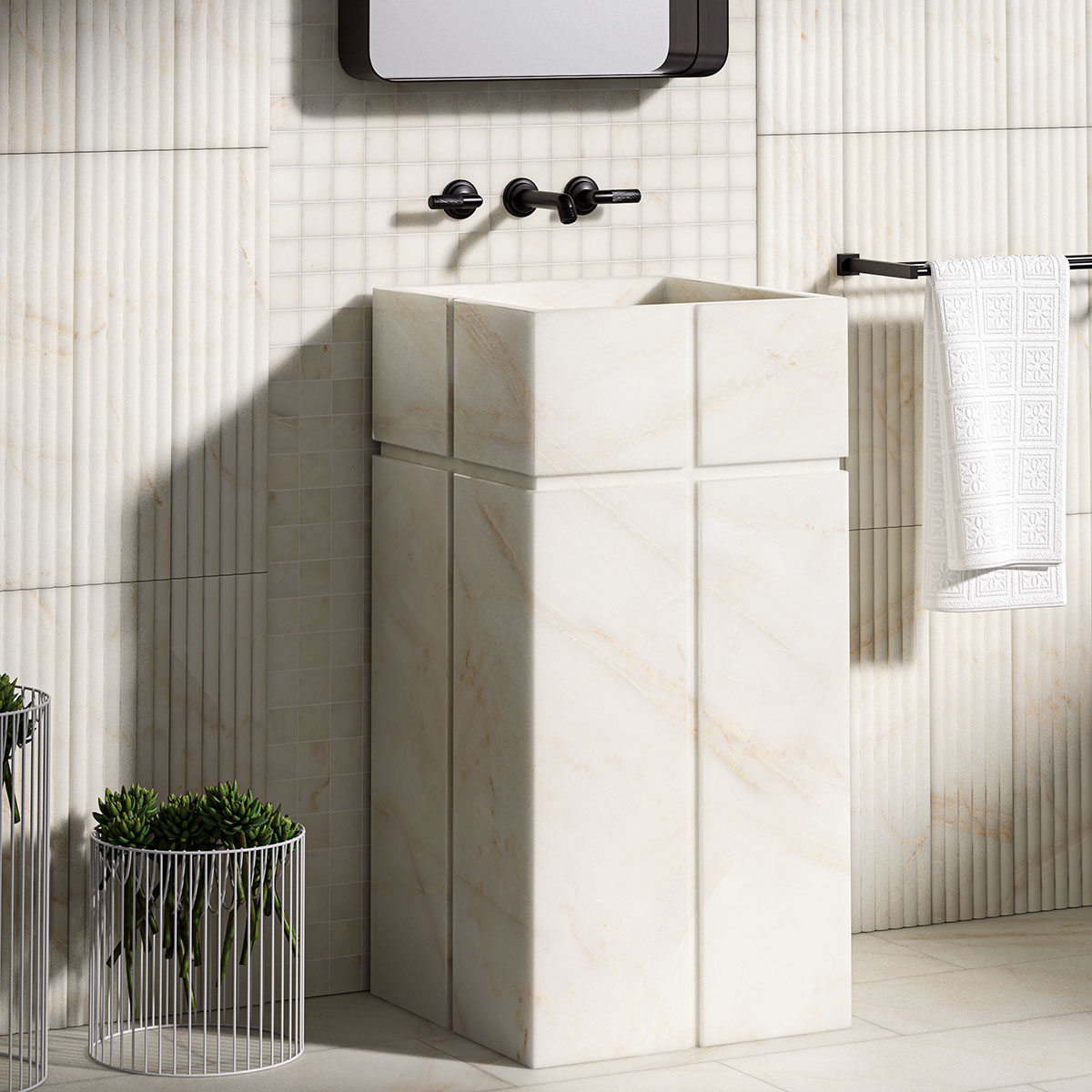 Calacatta Amber Honed Soho Marble Sink 20Γ20