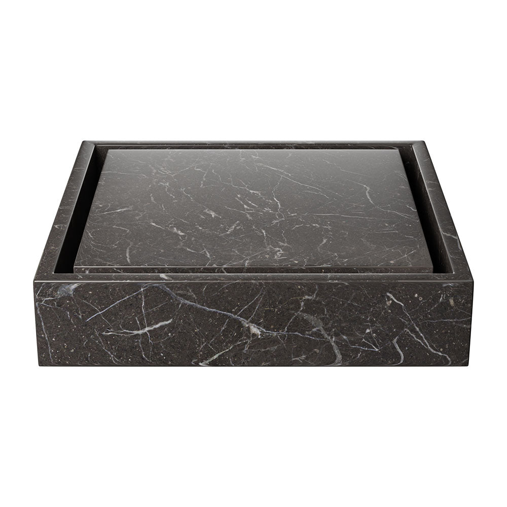 Marble Systems Marble Sinks Iris Black matte marble tile close-up view — available at Surface Group