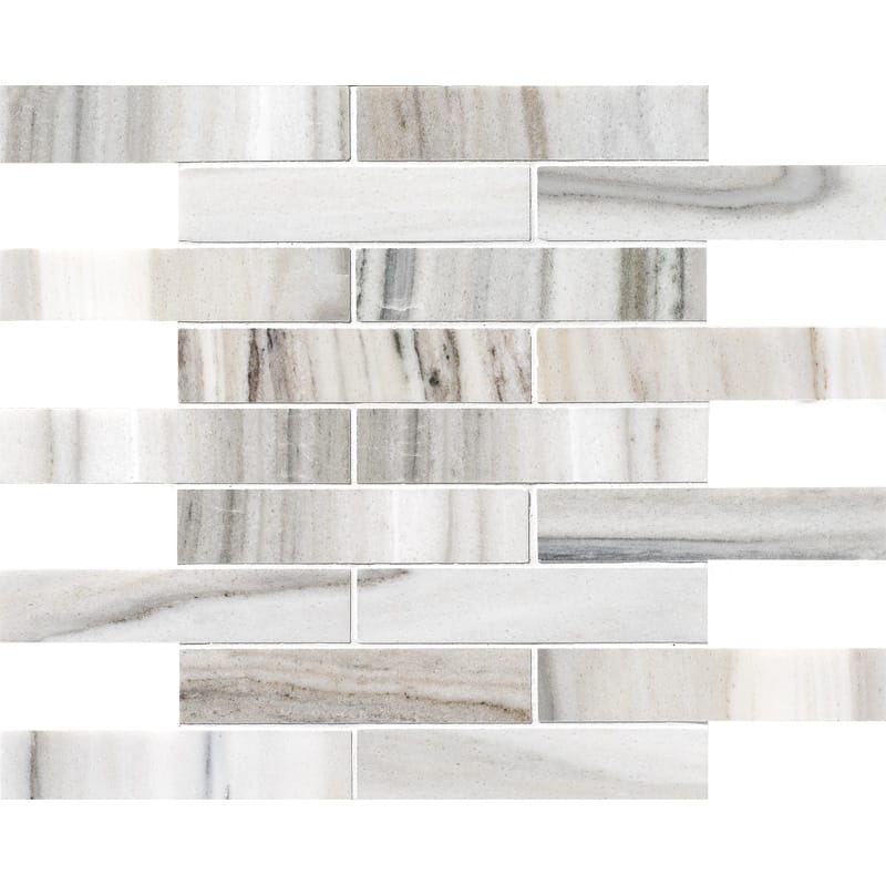 Skyline Polished 1 1/4×6 Marble Mosaic 12×12 Image