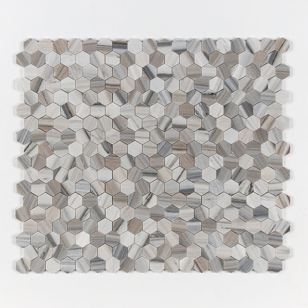 Marble Systems Skyline glossy marble tile pattern swatch — available at Surface Group